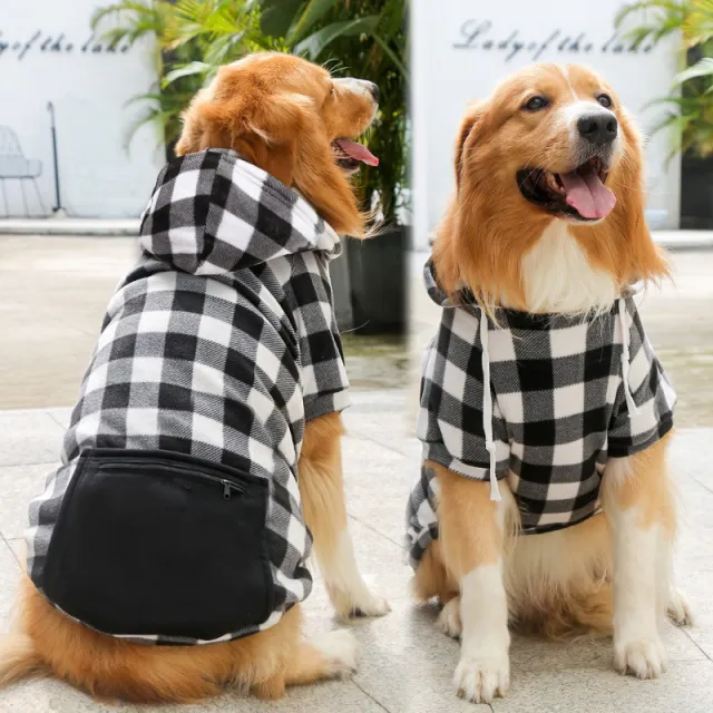 Fashion Pet Dog Simple Zipper Pocket Sweater Black White Grid - Shop at LoveMi