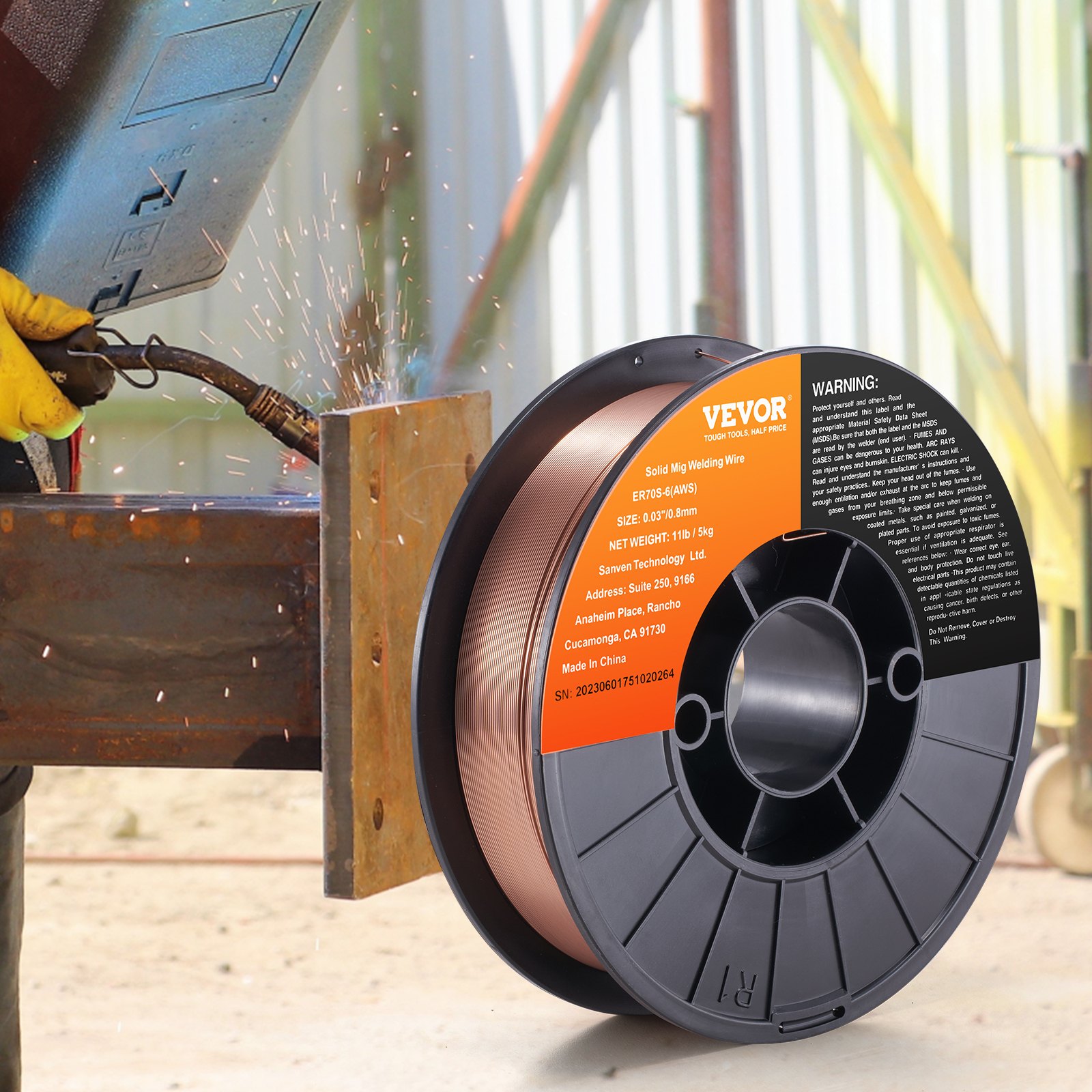 VEVOR Solid MIG Welding Wire ER70S-6 0.03-inch 11LBS Mild Steel MIG Welding Wire image 5