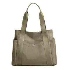 Versatile Oversized Tote Shoulder Bag - Khaki - View 1