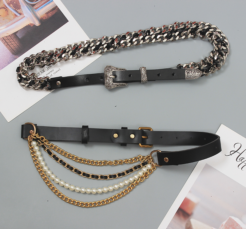 Title 3, New Fashion All-match Leather Belt With Pearl D...