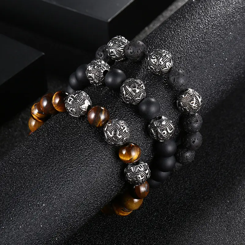 Men's Titanium Steel Six Words Mantra DIY Bracelet