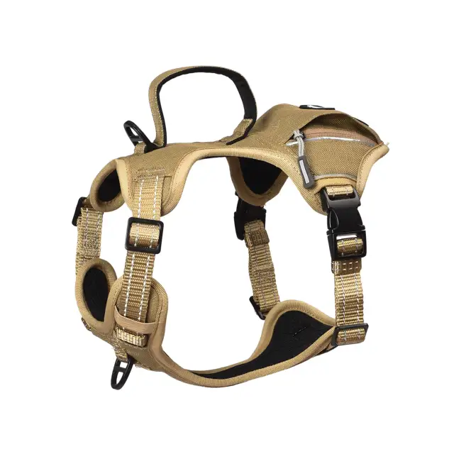 PETMARVEL High Perfomance Tactical Dog Harness With Poop Bag Holder, No Pull Front Clip & Metal Buckles, Brown S Brown - Shop at LoveMi