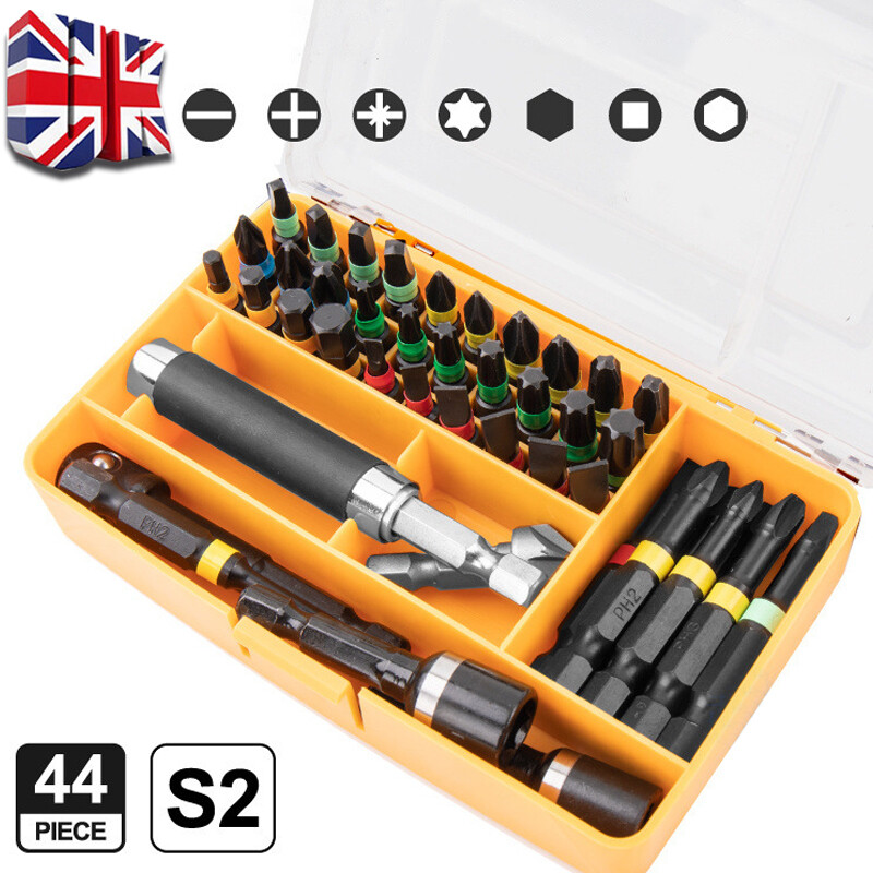 1 4 Impact Drill Screw Driver Nut Bit Magnetic Set Hex Shank 44X Hi Spec UK