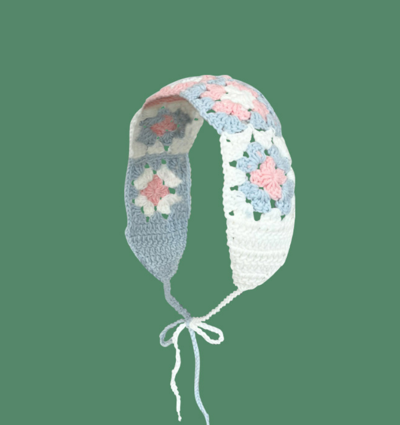 Title 5, Retro Flower Knit Kerchief Female Spring And Su...