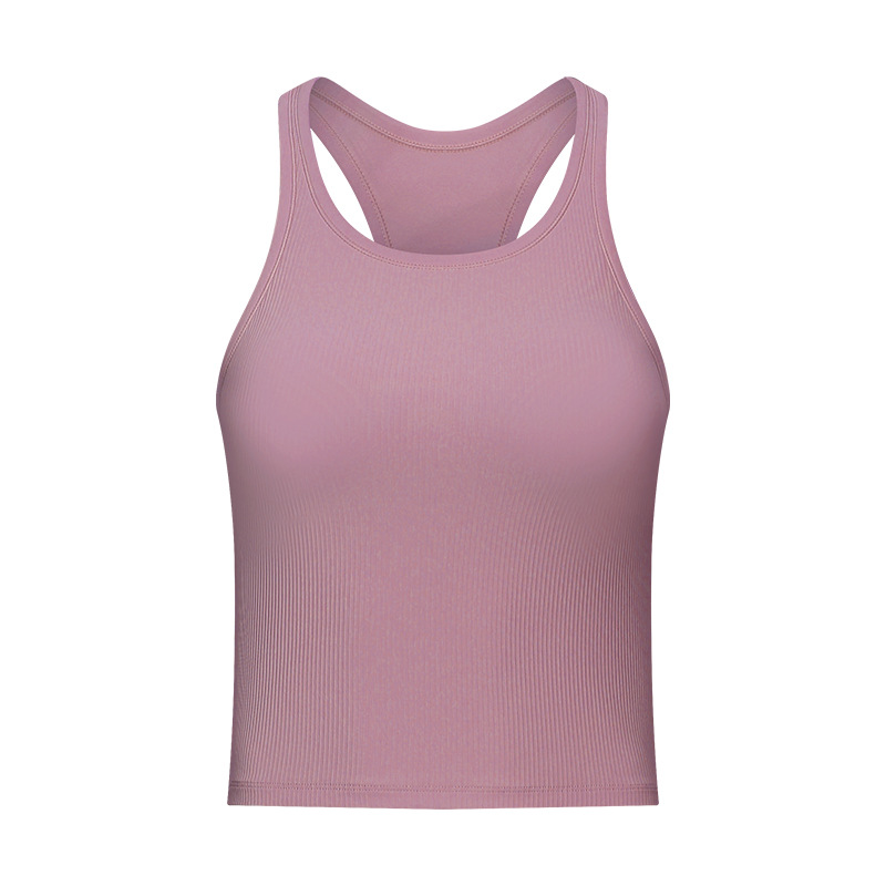 Title 12, Round Neck Threaded Yoga Vest With Chest Pad