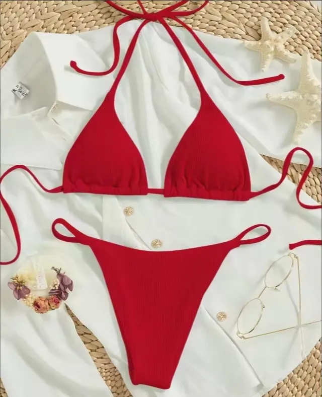 Factory Women's Sexy Small Rib Bikini Tie Bikini Set Two Piece Swimsuit Beach Wear Style2 L - Shop at LoveMi