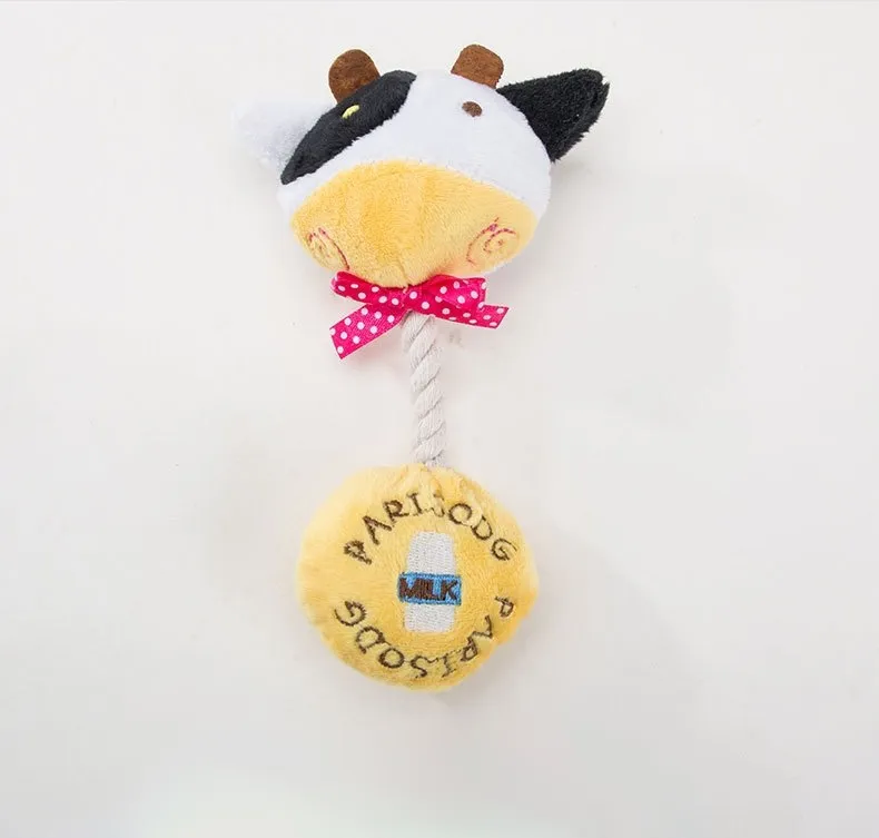 Animals Pet Supplies Dog Voice Toy Plush Toys Cow Frog Animal Wear Rope Toy Resistant To Biting Pet Toys Pet Molar Tool - Yellow