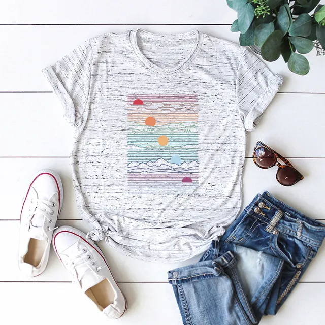European And American Women's Round Neck Short Sleeve T shirt Marble - Shop at LoveMi