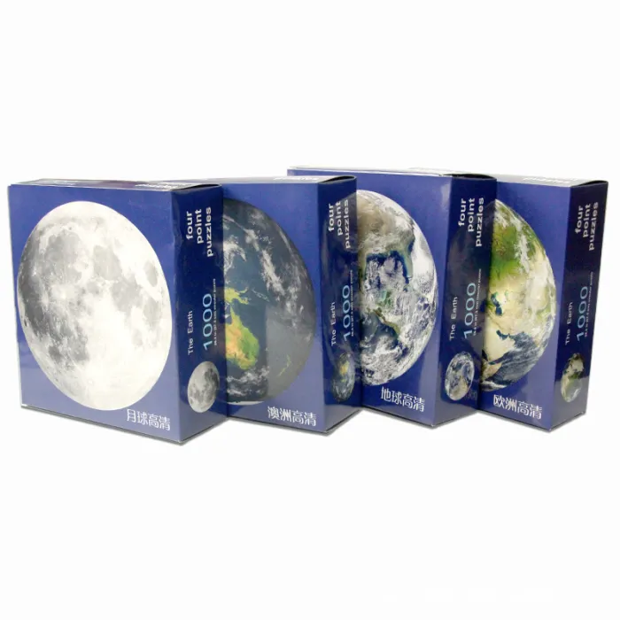 1000-Piece Round Jigsaw Puzzle for Adults, Moon, Earth and Planet Designs - detail photo 2
