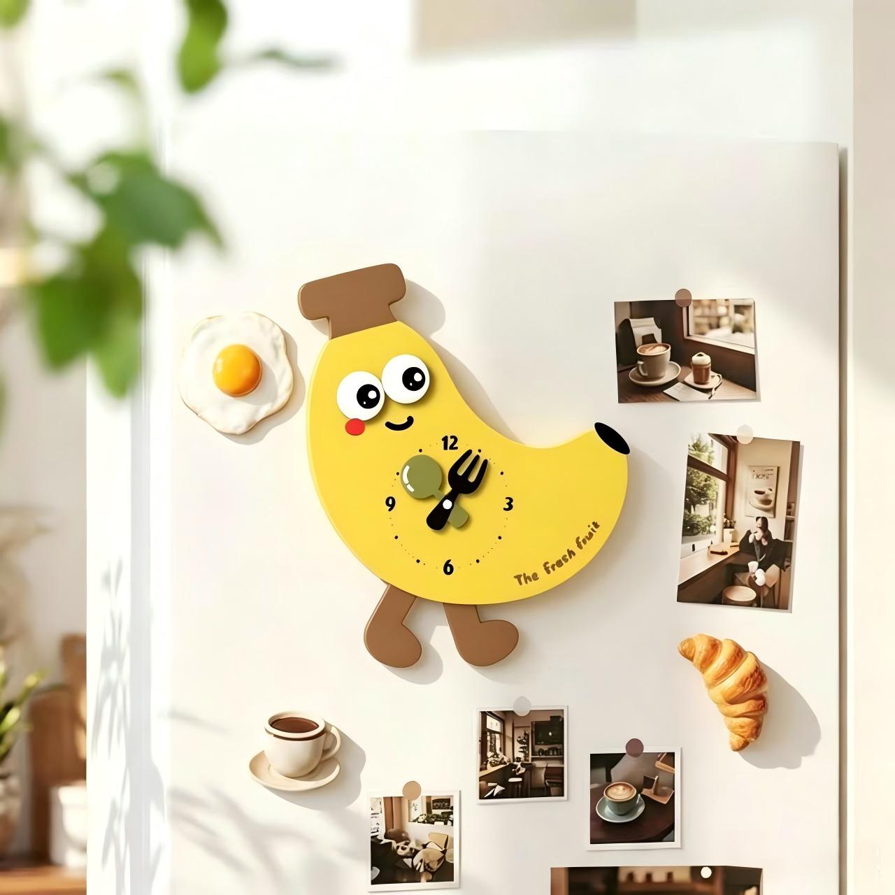 Lovely Fruit Cartoon Silent Kitchen Magnet Clock 5