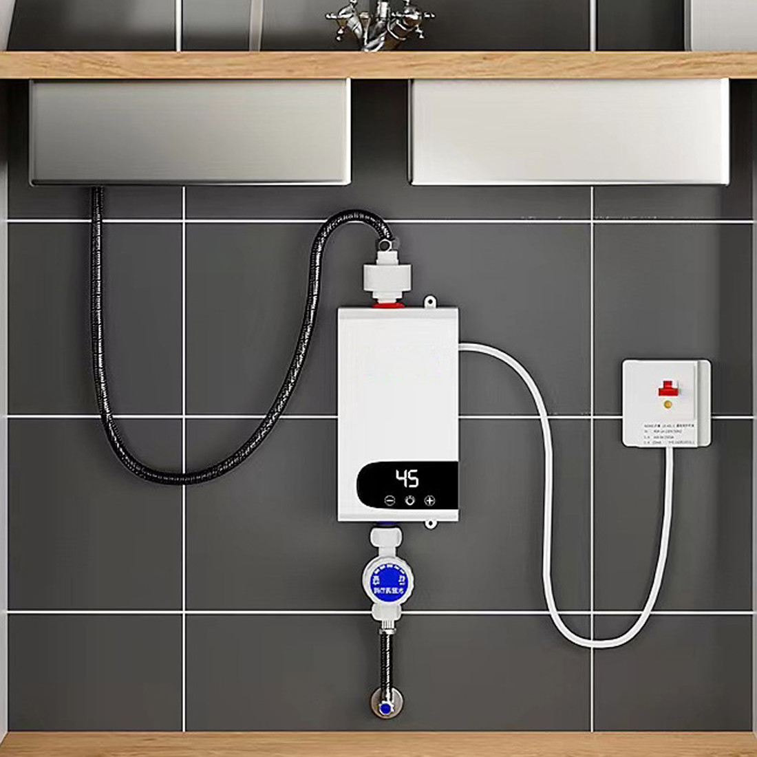 Electric Tankless Instant Water Heater Under Sink Tap Kitchen Bathroom 5500W — image 6