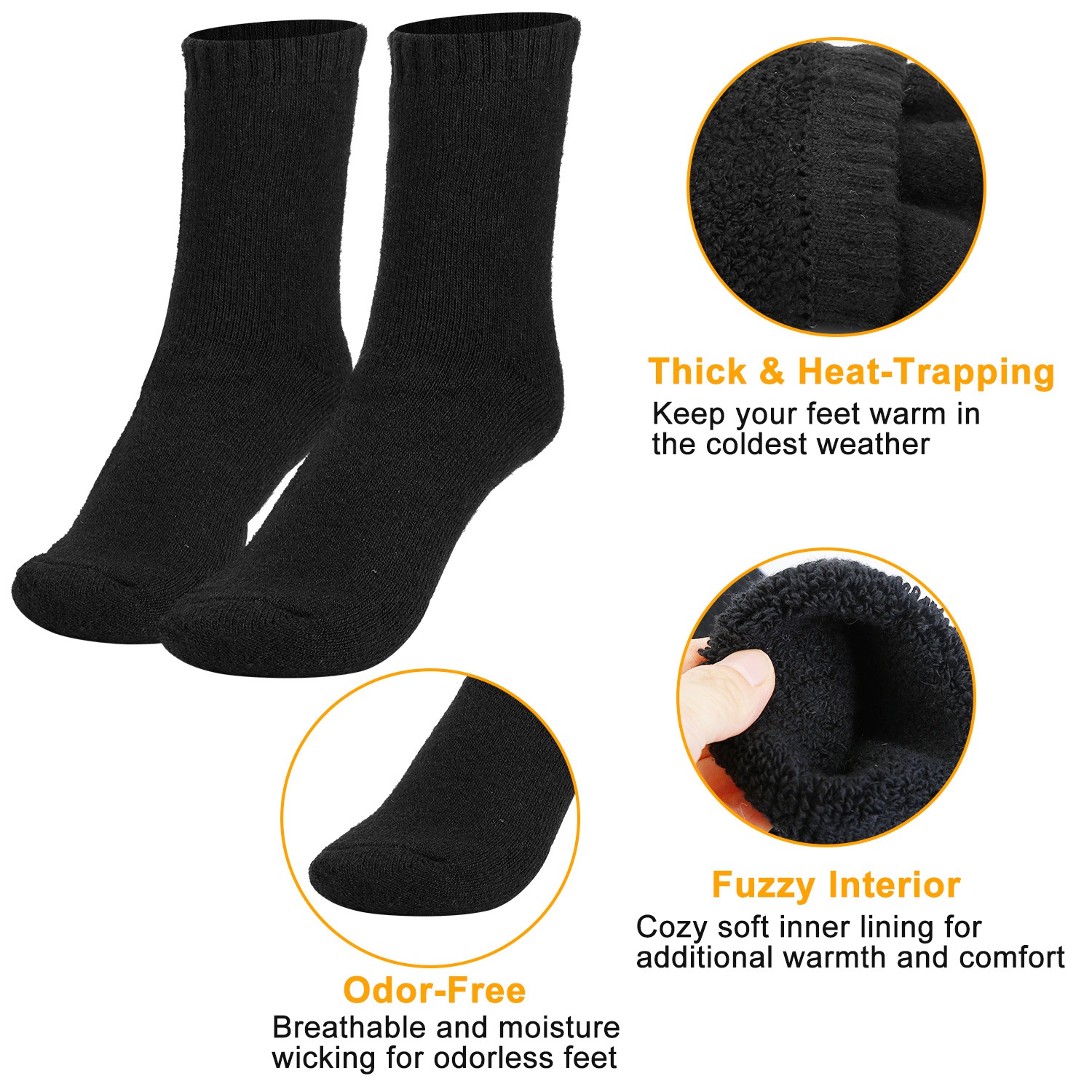 3 Color Options -- 3 Pairs Men Warm Wool Socks Soft Cozy Winter Thermal Socks For Men Thick Heat-Trapping Moisture Wicking Socks Indoor Outdoor — foto 13
