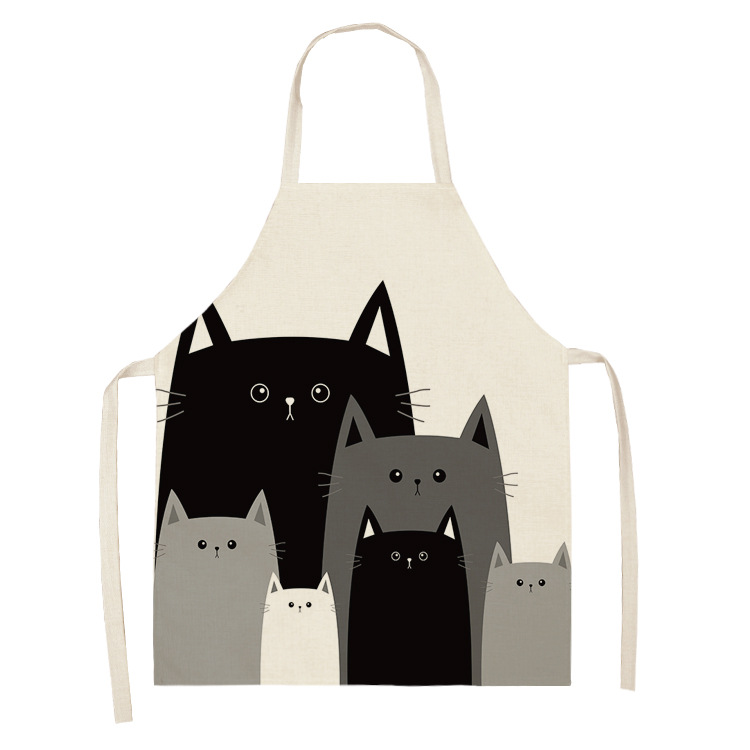 Title 4, Black and white cat pattern cooking overalls cu...