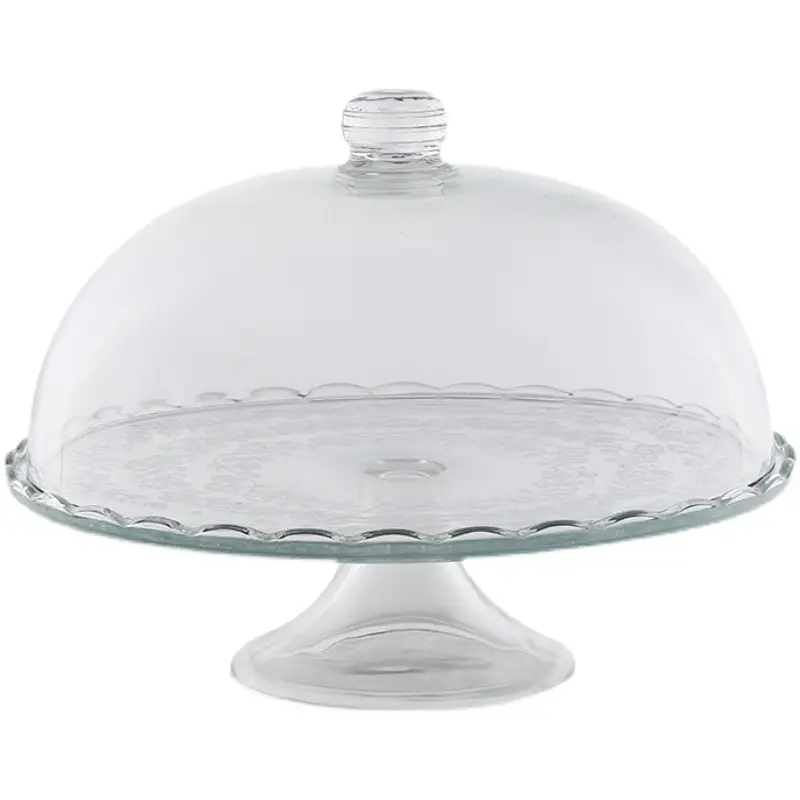 Display Dust-proof Glass Cover Dim Sum Tray Pastry Plate