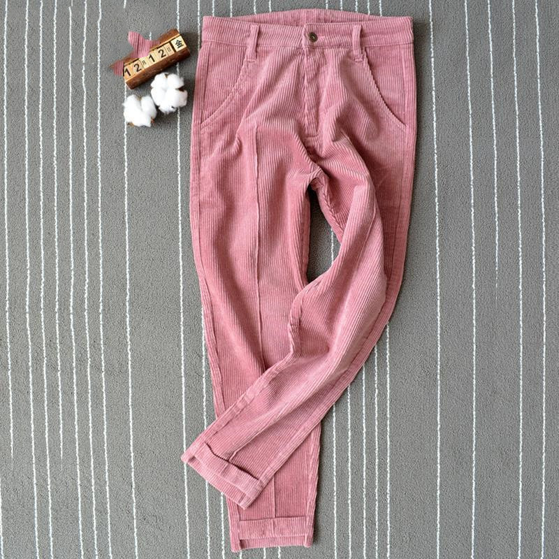 Title 9, Cropped Corduroy Trousers Thick Striped Harem L...