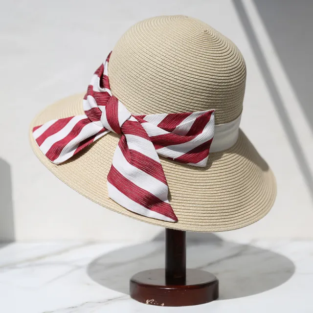 Bow Tie Travel Foldable Beach Hat True Color - Shop at LoveMi