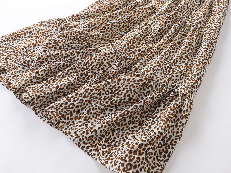 Title 2, Brown Leopard Print Cotton Chiffon Skirt for wo...