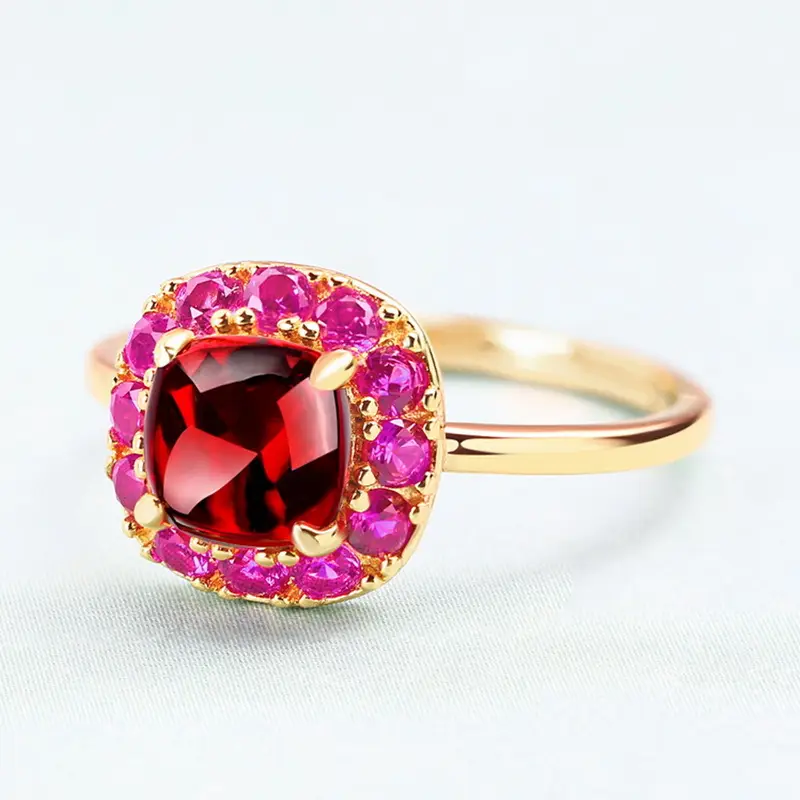 Light Luxury Vintage Sterling Silver Plated Colorful Treasure Flower Ring
