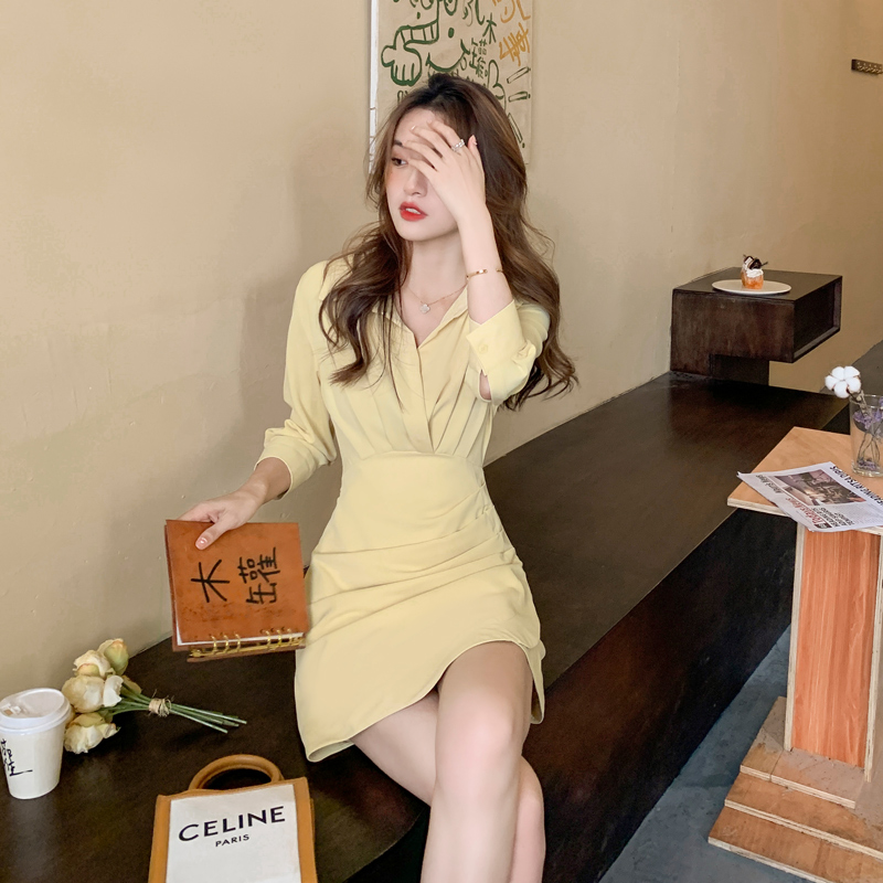 Women's Waist-skimming Thin Irregular Seven-point Sleeve Skirt