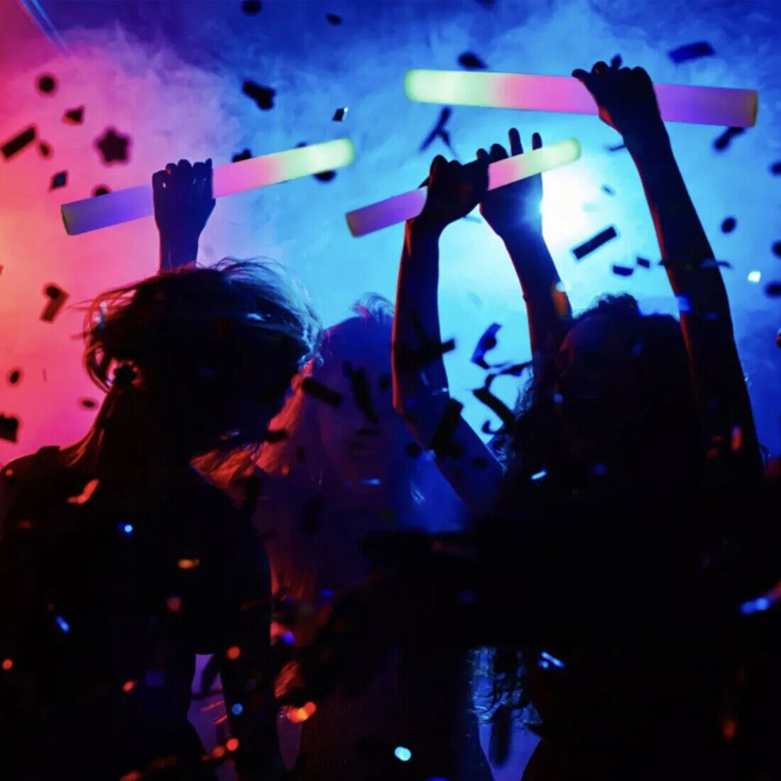 30Pcs LED Foam Stick Flashing MultiColor Glow In Dark White Batons Light Concert 8