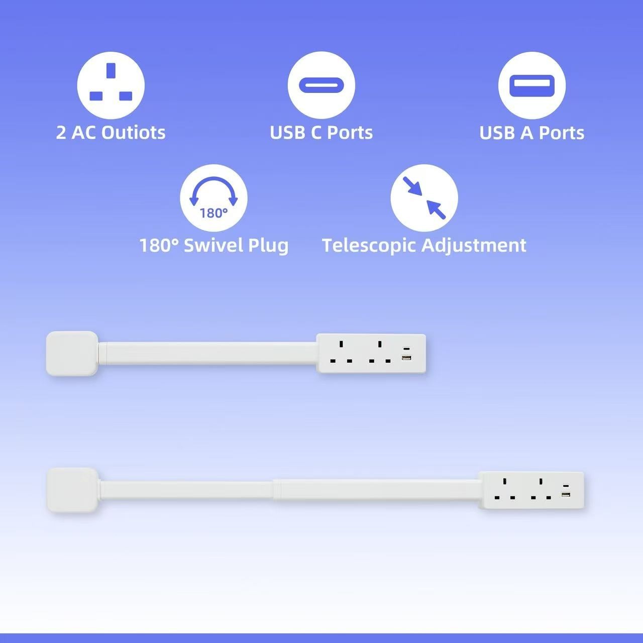 Electrical Outlet Extender Stick Power Socket Expander Rotates 180 — image 7