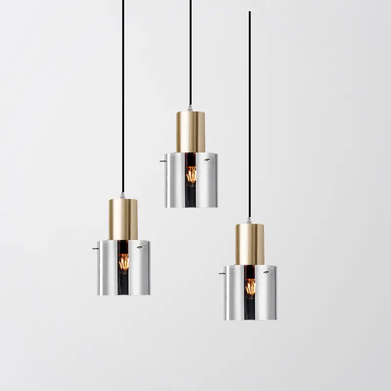 Electroplating Smoky Glass Bar Small Chandelier Bedside