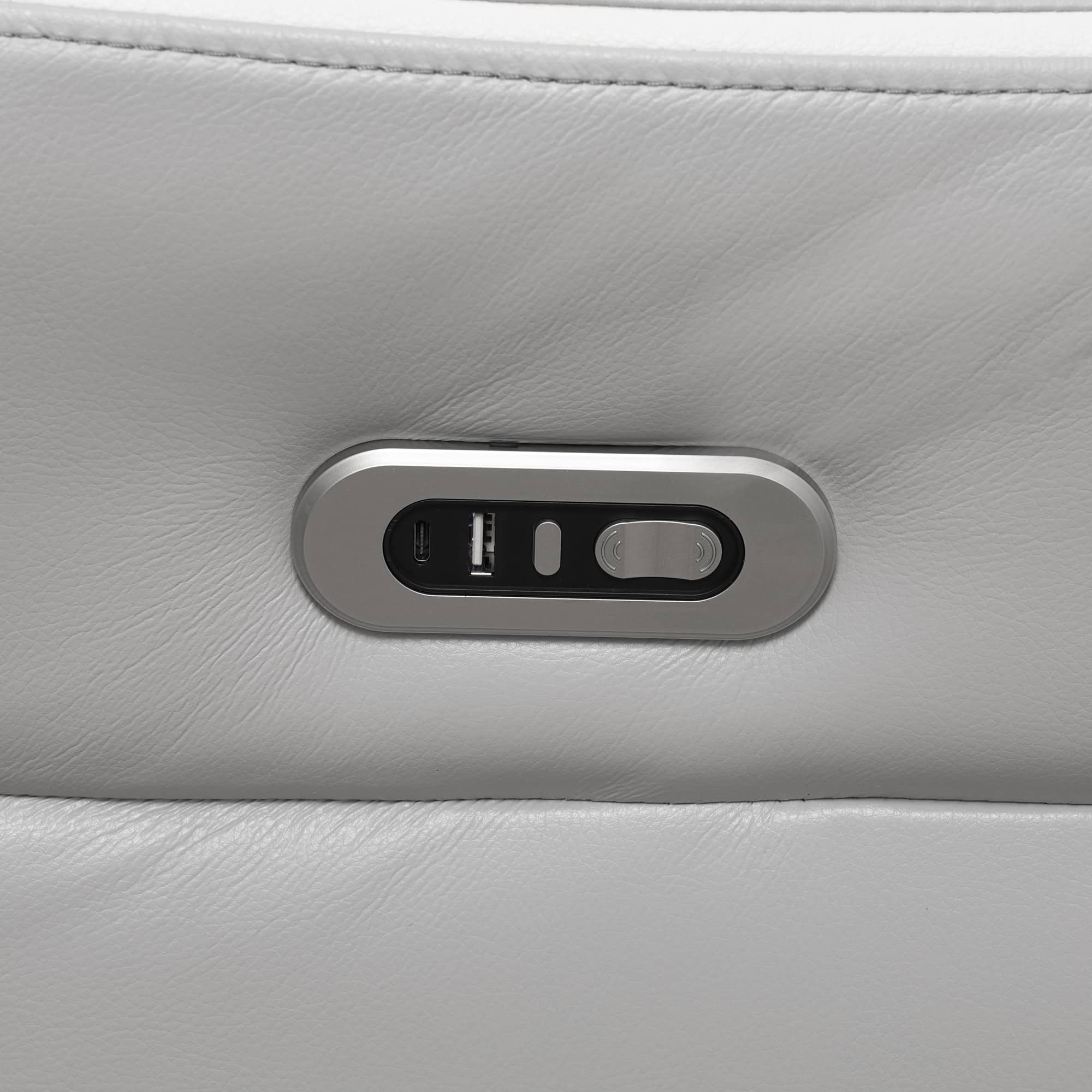 Pickup Only--Light Grey Breathing Leather 3-Piece Living Room Recliner Sofa Set