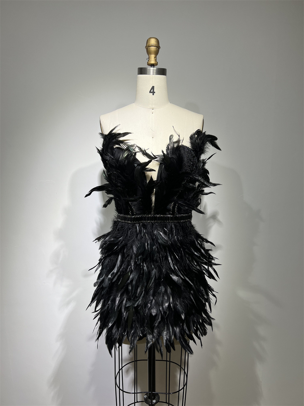 Women's Backless Tube Top Feather Slimming Dress