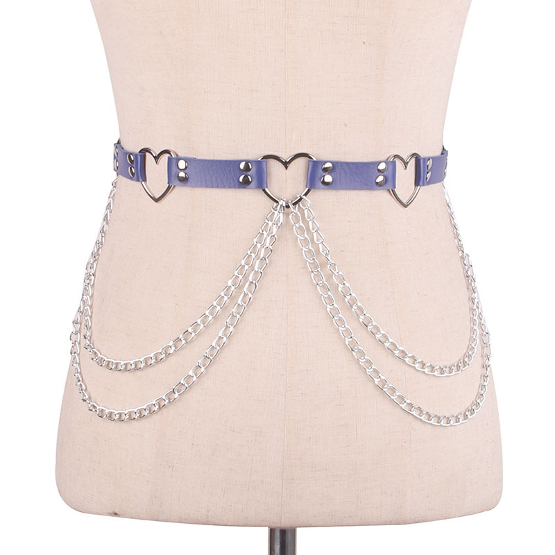 Title 4, Punk Leather Belt With Heart-shaped Metal Trim