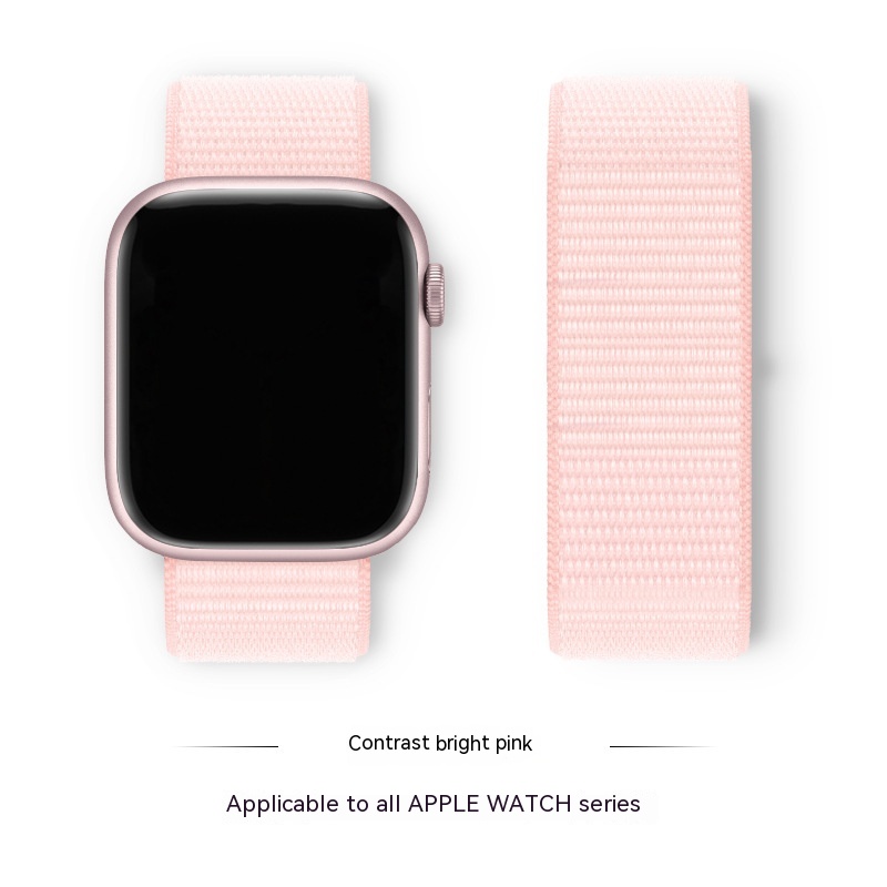 Spring Sakura Color Nylon Loop Velcro Wrist Strap Watch Band