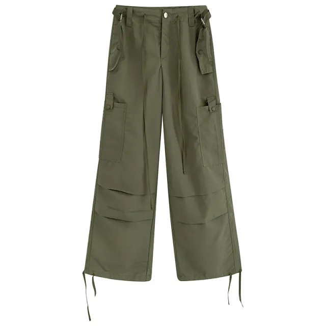 Women's High Waist Straight Loose Overall Casual Pants Army Green - Shop at LoveMi