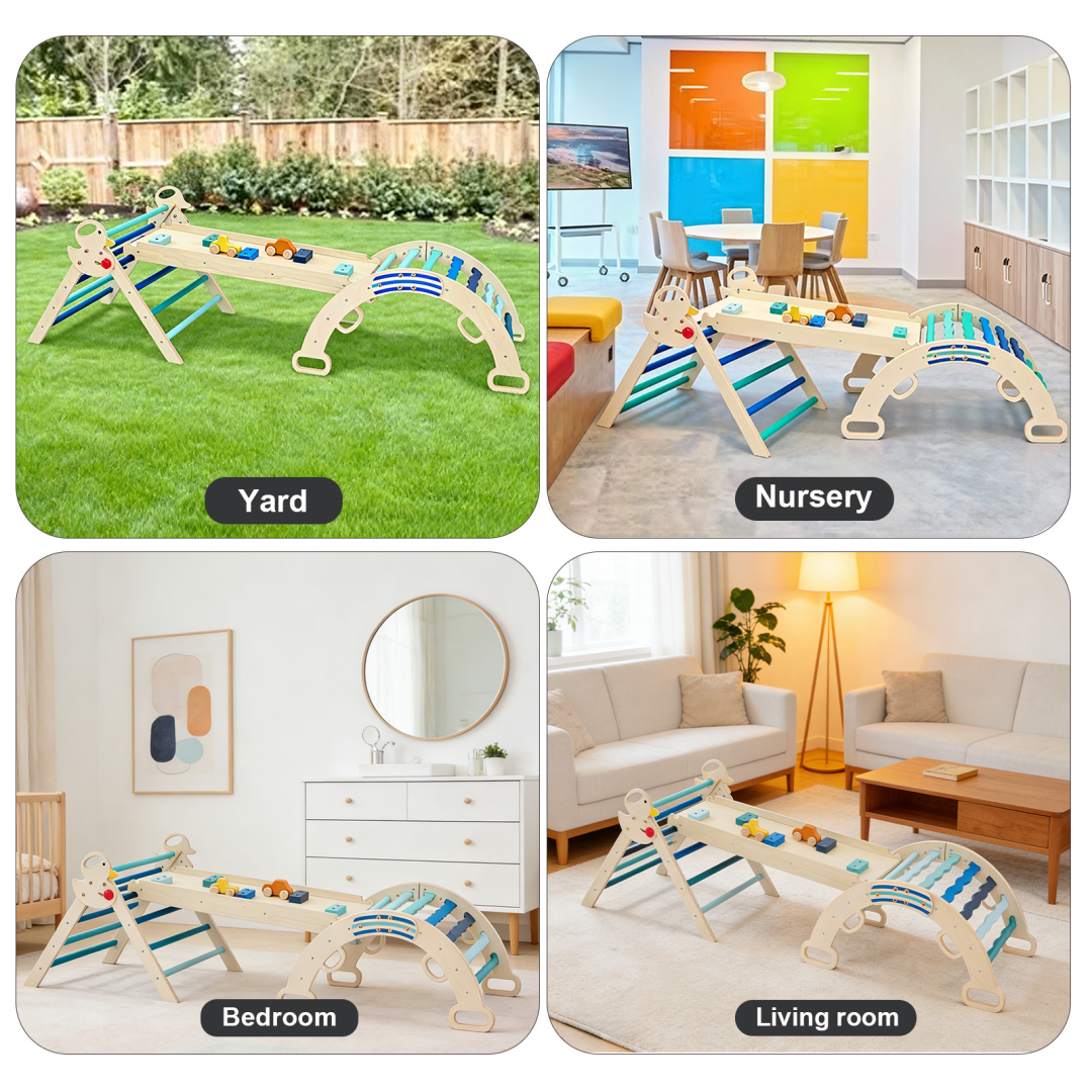 9-in-1 Wooden Indoor Climbing Set, Arches, Ramps And Ladders, Foldable Children's Climbing Frame - 12