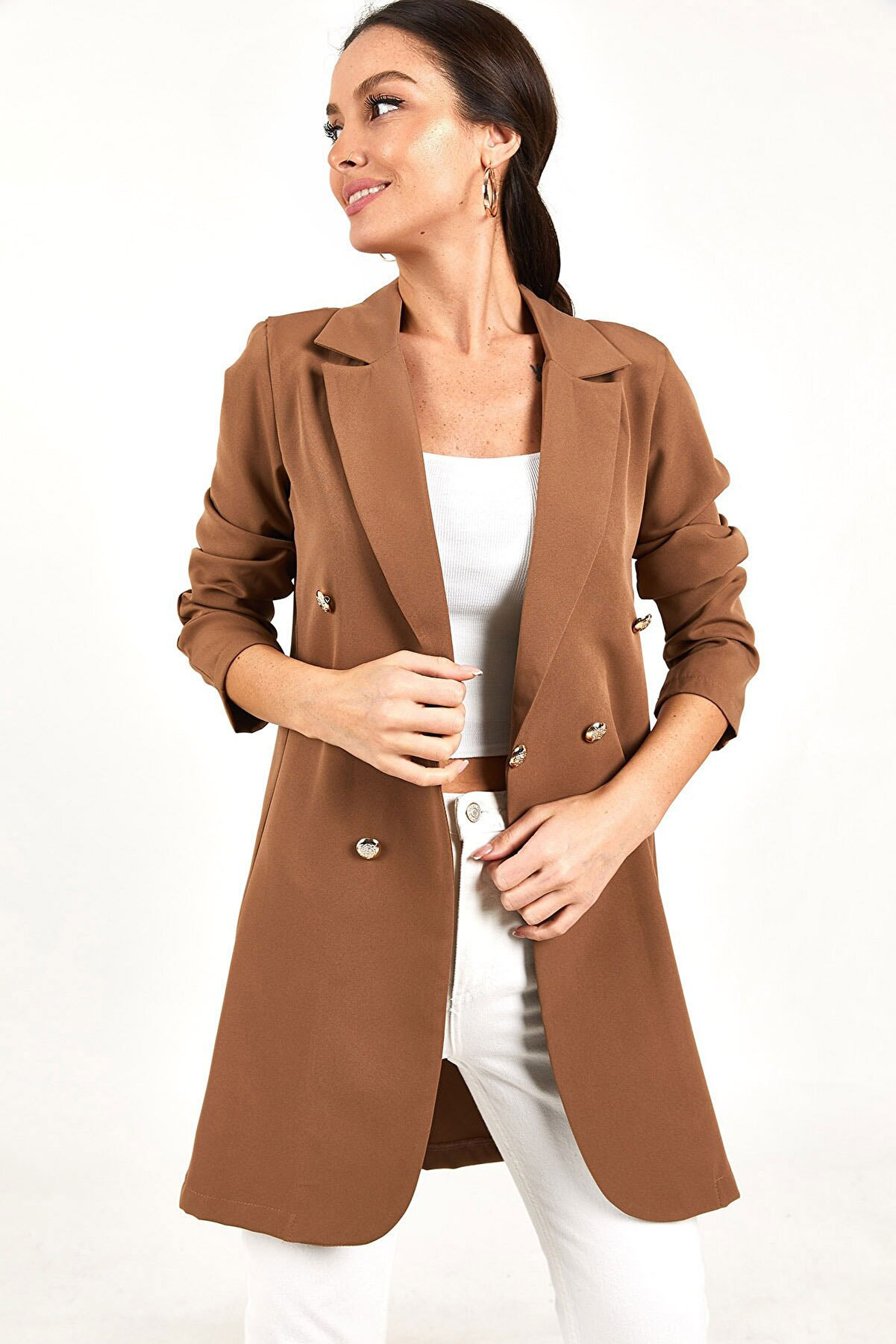 European And American Women's Casual Double-breasted Suit Jacket