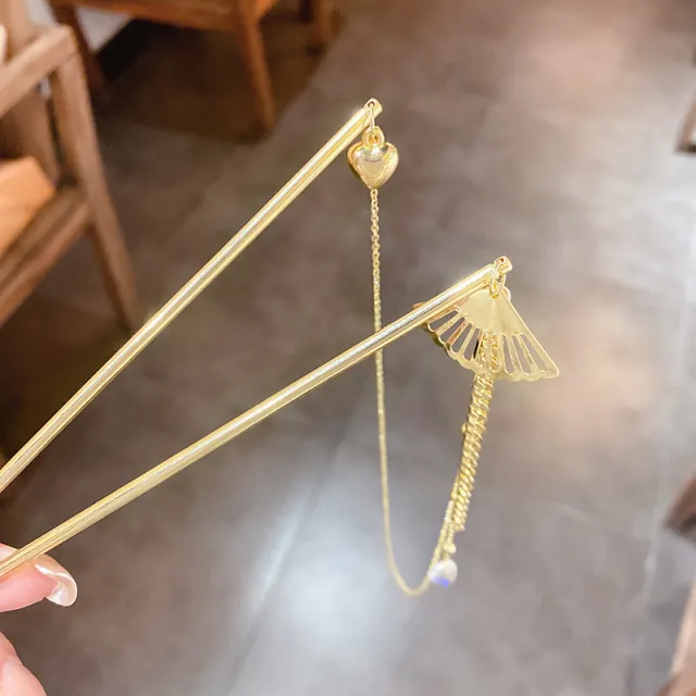 Colorful Light Water Drop Love Fan Chain Tassel Gold - Shop at LoveMi