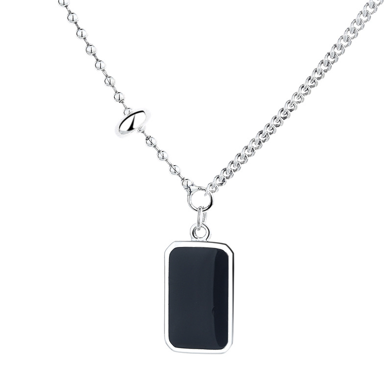 Epoxy Black Face English Trendy Clavicle Chain Necklace