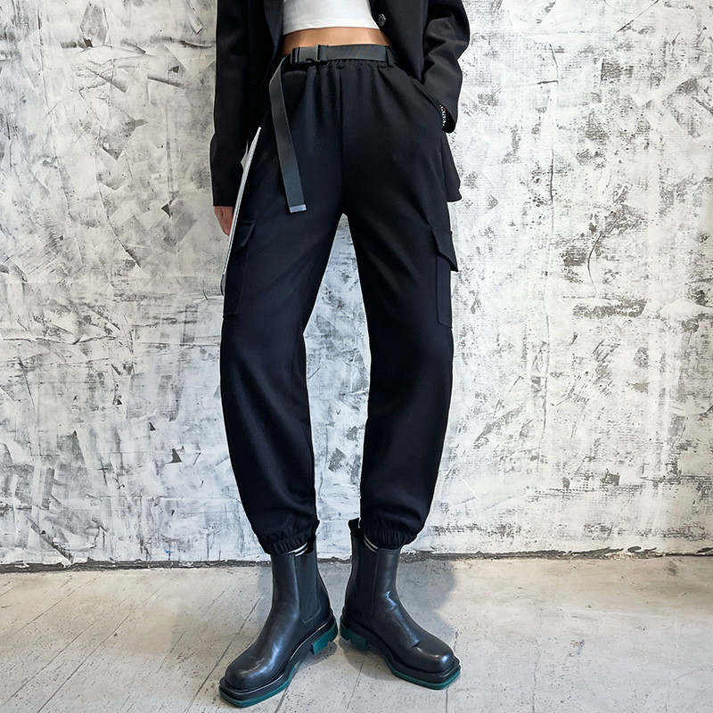 Slim High Waist Pocket Zipper Casual Buckle Overalls