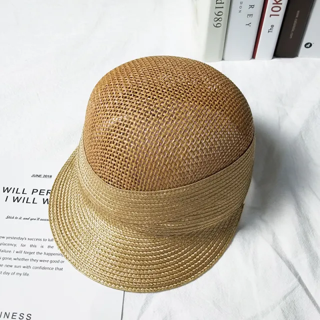 Retro Summer Simple British Style Sunscreen Straw Hat Light Coffee - Shop at LoveMi