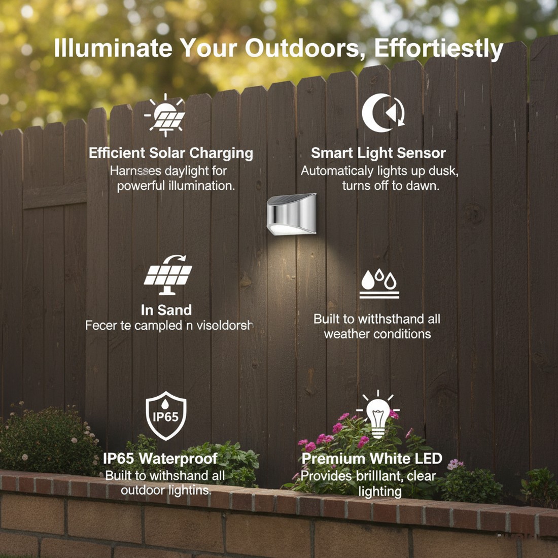 4PCS Super Bright Solar Powered Door Fence Wall Lights LED Outdoor Garden Lamp