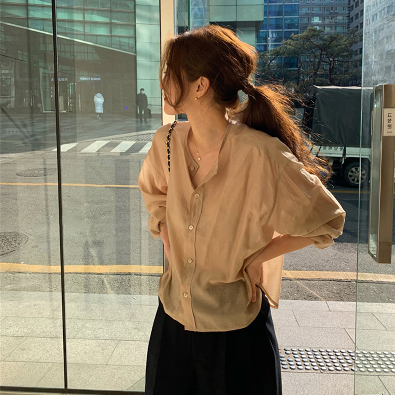 Women's Design Temperament Tencel Long Sleeve Shirt