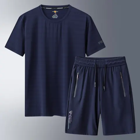 Outdoor Summer Short-sleeved Suit Male Ice Silk T-shirt Five-point