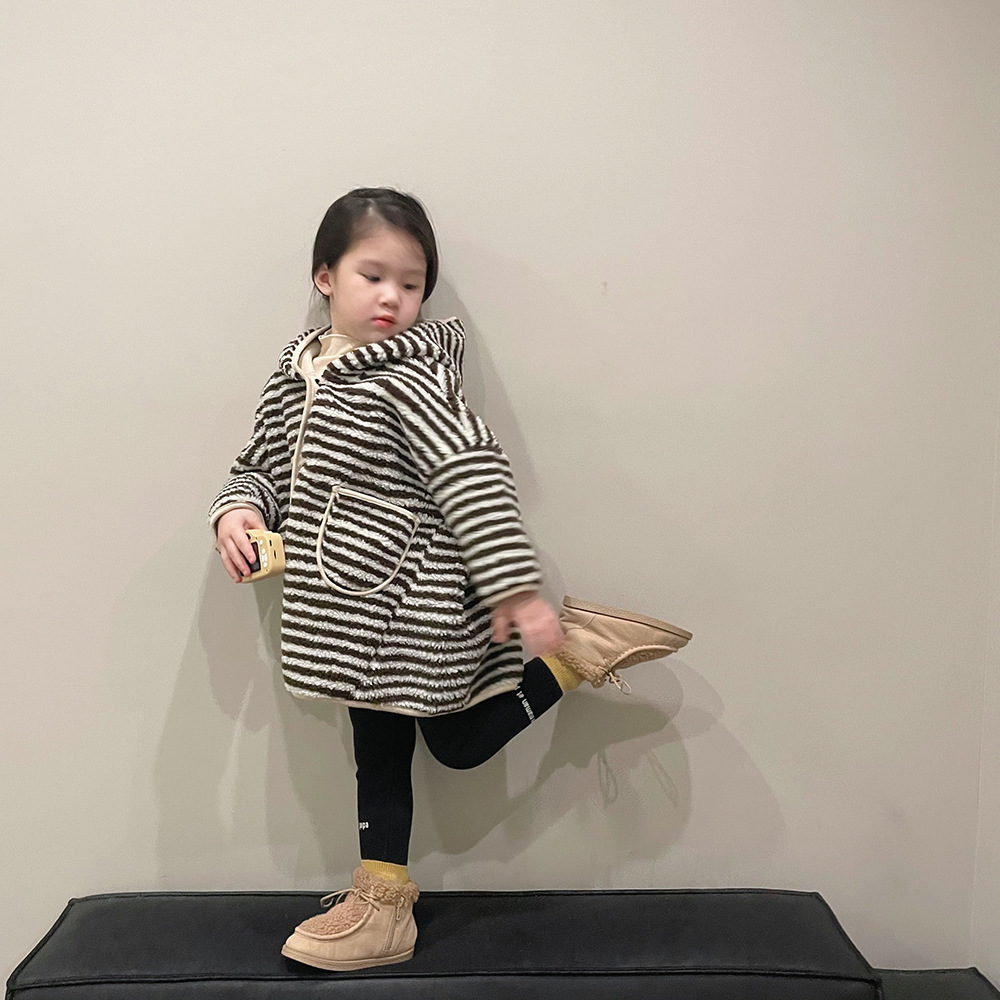 Title 6, Fall Winter Hooded Striped Coat Children