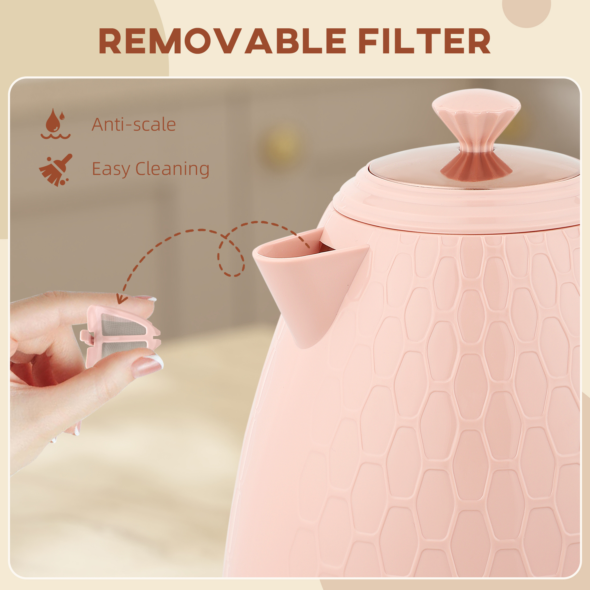 3 KW Fast Boiling Honeycomb Kettle - Light Pink — image 8