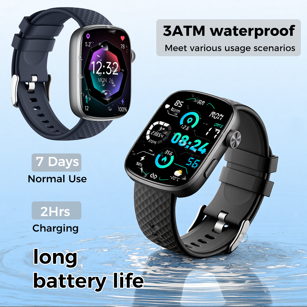 Smart Watch Bluetooth Call &1.95 HD Screen -Heart Rate SpO2 Sleep Monitor, 3ATM Waterproof Fitness Tracker For IoS Android