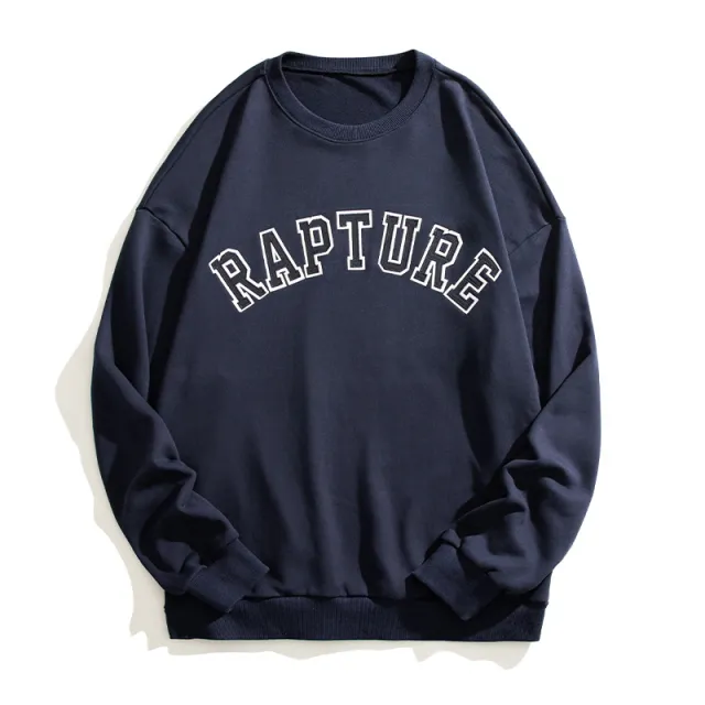 Letter Embroidery Tide Brand Sweater Autumn New Loose Couple Jacket Dark Blue - Shop at LoveMi