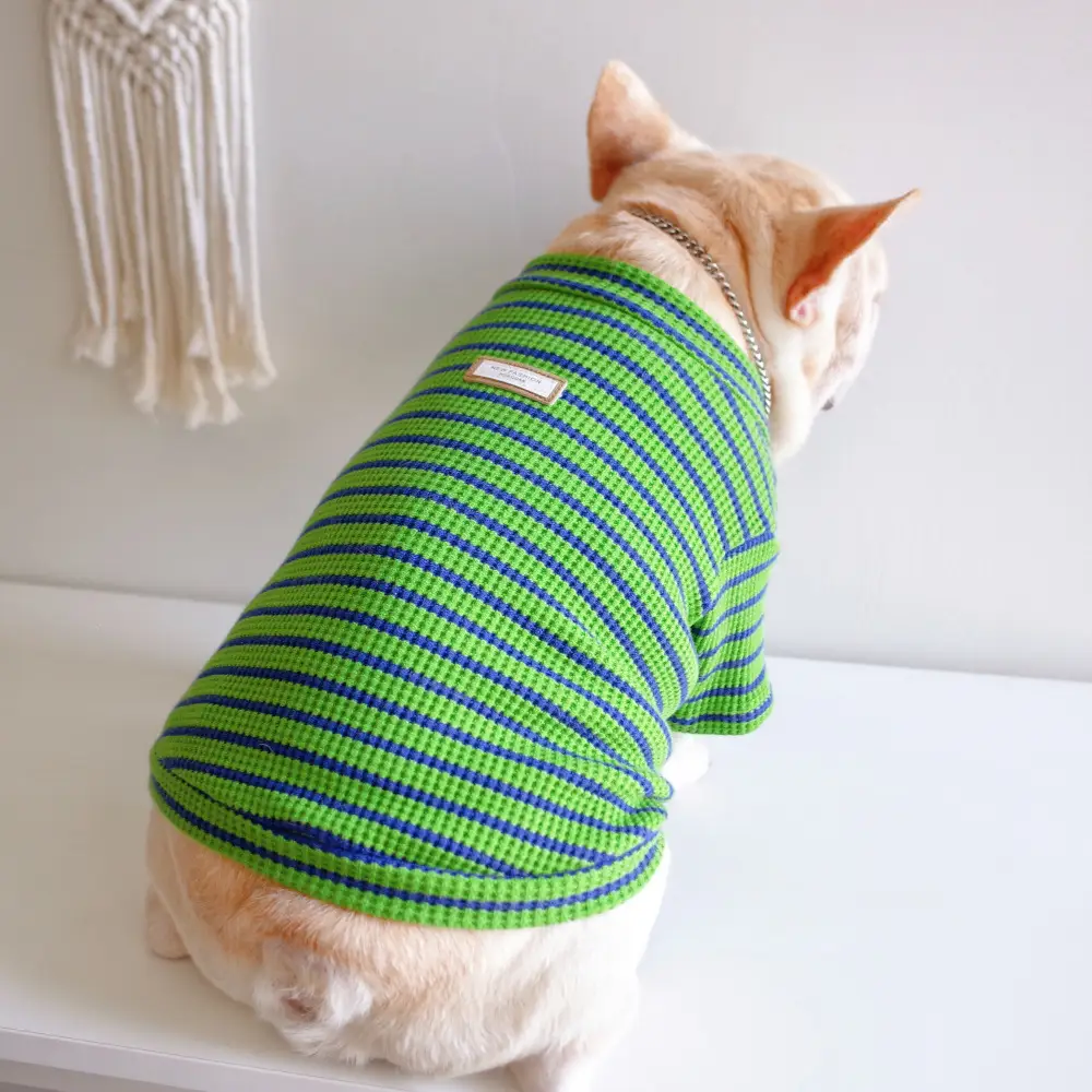 New Pet Clothes Dog Waffle Stretch Stripe Undercoat