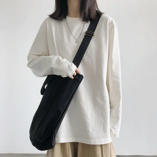 Cotton Long sleeved Solid Color Base Shirt Top White - Shop at LoveMi