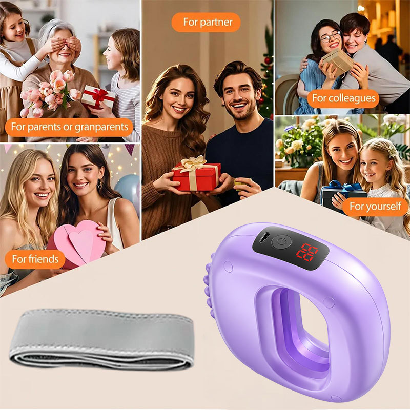 Electric Fascia Ring Massager Heat 3 Modes 5 Levels Rechargeable USB-C Purple