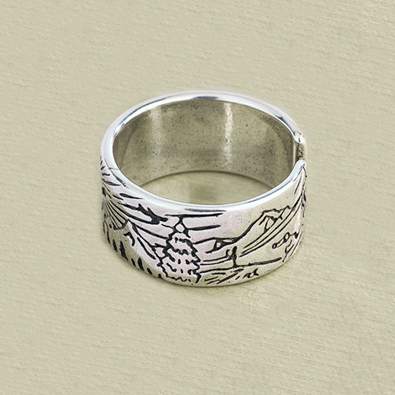 Creative Mountain And River Pattern Ring Student