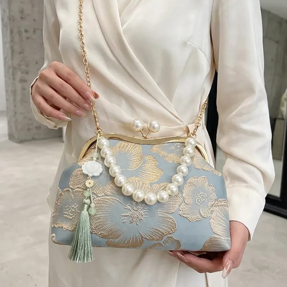 Pearl Embroidered Shoulder Bag Crossbody Bags For Woman Handbag — image 4