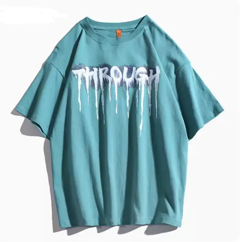 Digital Print Casual Couple Round Neck Half Sleeve 7221Lake Blue - Shop at LoveMi
